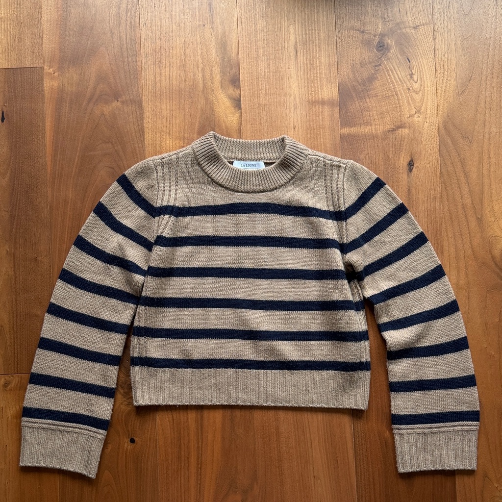 La Ligne X Net-A-Porter Mini Marin Pullover Crewneck Wool Sweater / Milk Choco S